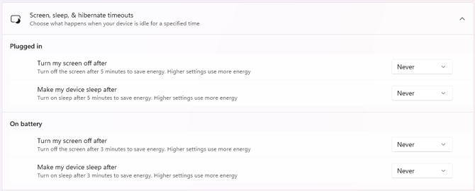 ScreenSleepHibernateTimeouts