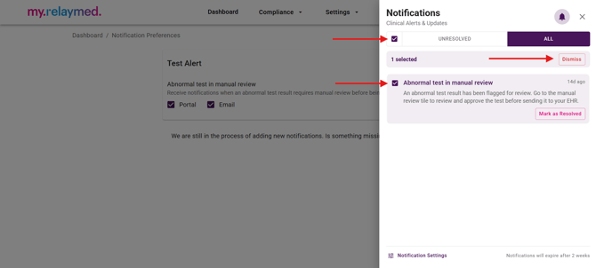 dismissing notifications